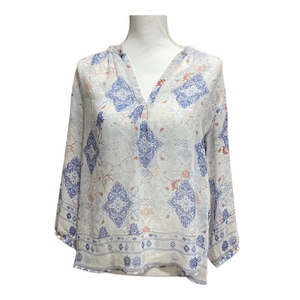 Saint Tropez West Women Ivory 3/4‎ Sleeve Blouse Sheer